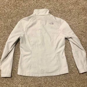 White north face soft shell jacket